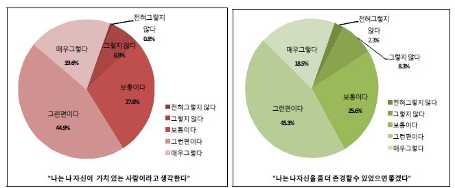 【그림 Ⅳ-2】한국청소년의 자아존중감 세부 항목별 비교