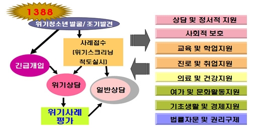 【그림 II-8】위기청소년 위기 평가 및 서비스 지원 체계도