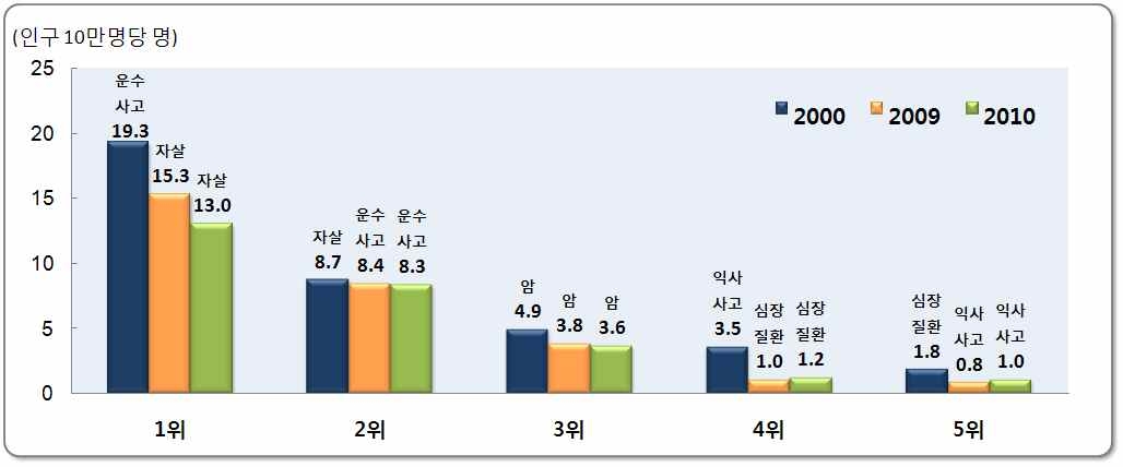 2010년 청소년(15~24세) 사망 원인