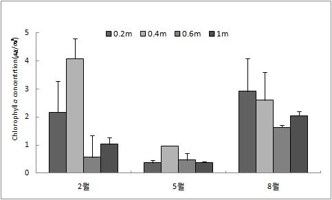 그림 44. 황도리 해수의 엽록소 a 농도.