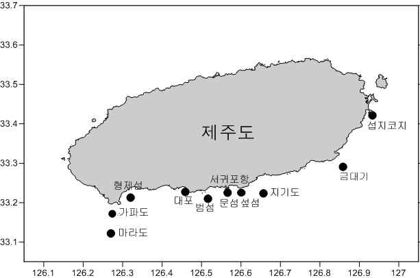 그림 43. 중국굴 분포현황 및 산란기 조사정점