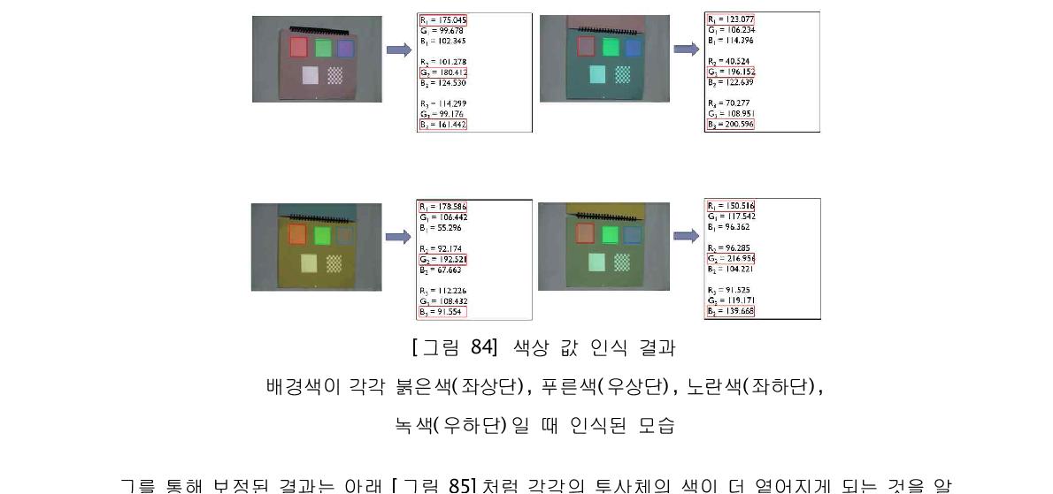 색상 값 인식 결과