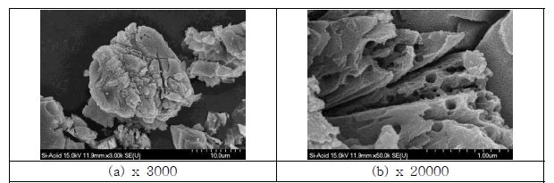 그림 3-20. SEM images of isotropic etched Si-powder by HNO3+HF