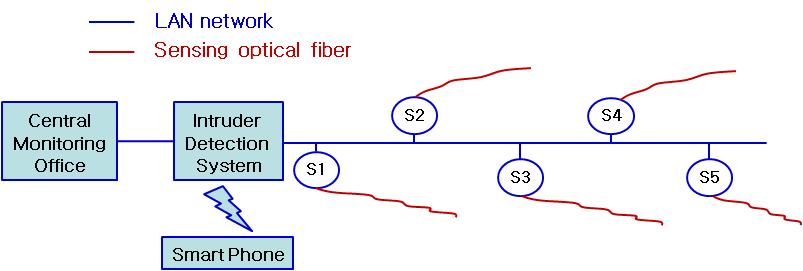 Fiber optic sensor network structure using LAN.