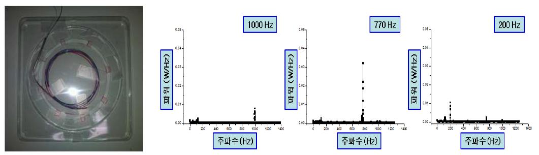 Suggested sound-sensitive probe and its frequency response.