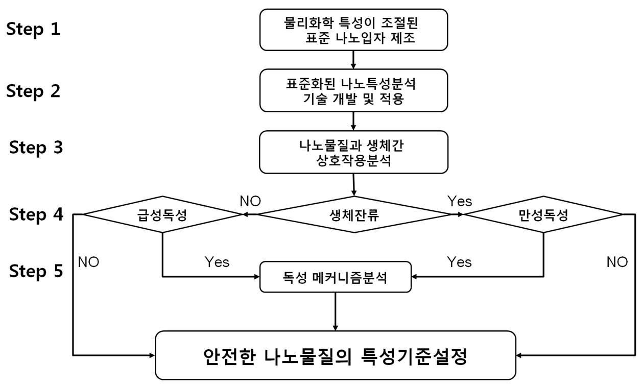 안전한 나노물질의 기준설정을 위한 나노안전성 연구체계 흐름도