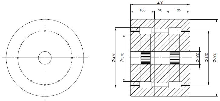 Drawing of KRISS magnet optimized by magnetostatic FEM simulations.