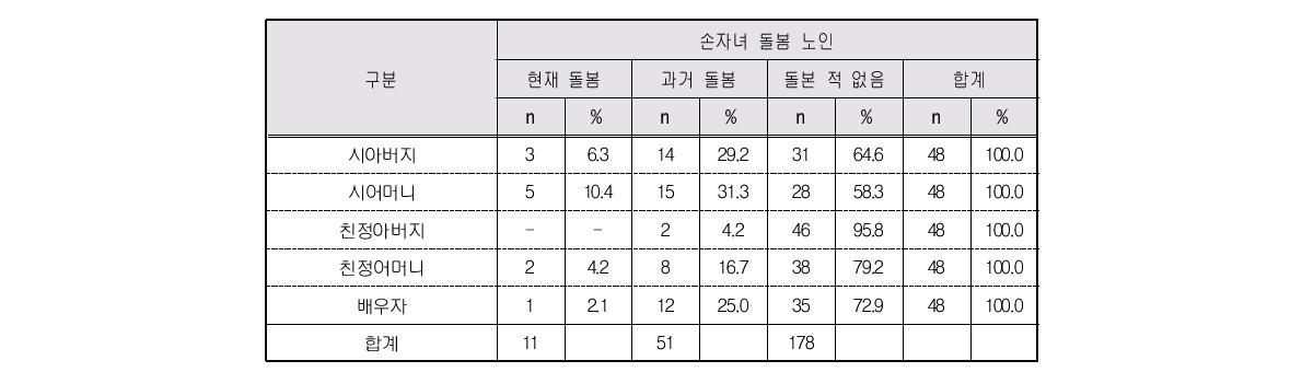 손자녀 외 돌봄경험