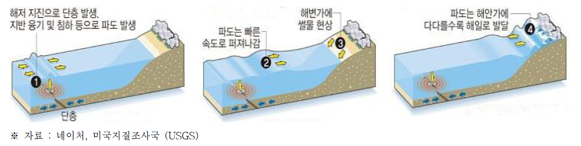 지진해일의 발생과정