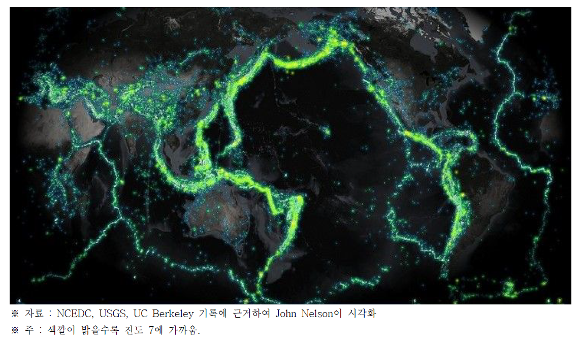 1898년 이후 세계 지진분포도