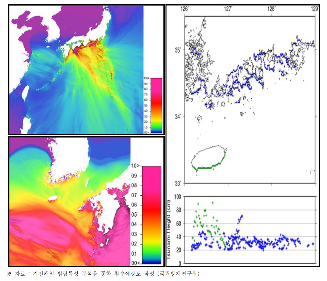 서일본 대지진에 따른 지진해일 내습 가능성 예측 분석결과
