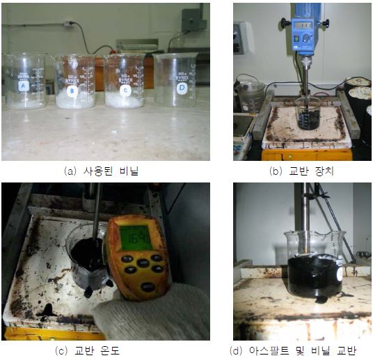 그림 3.1 비닐 혼합 아스팔트 교반 모습
