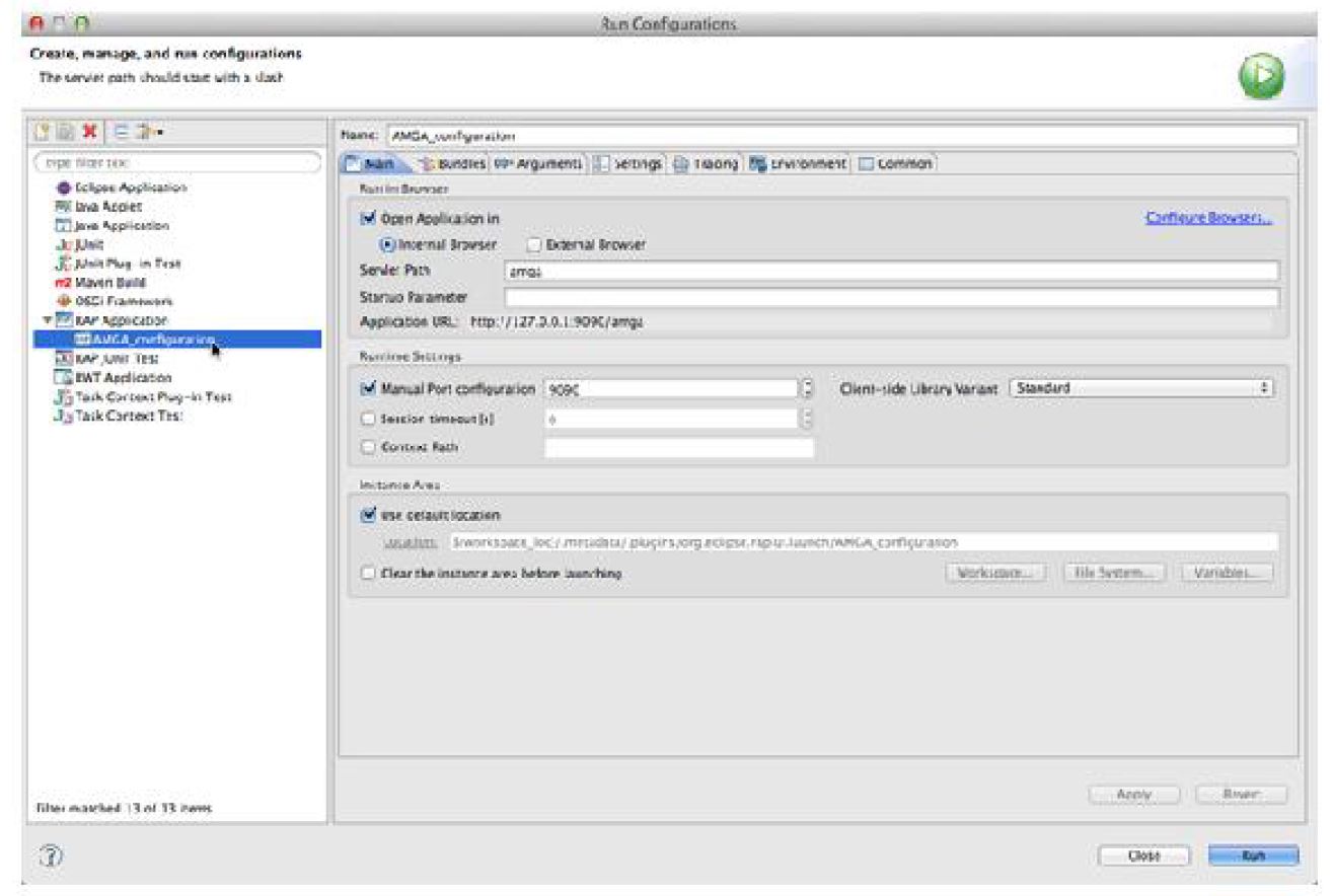 Setup Running Configuration in AMGA Web Application(Screenshot)