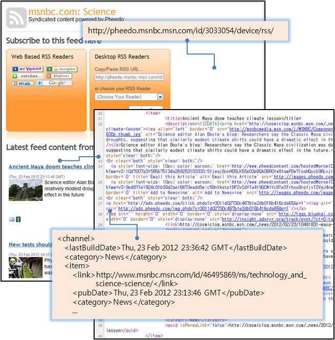 The example for RSS in msnbc.com