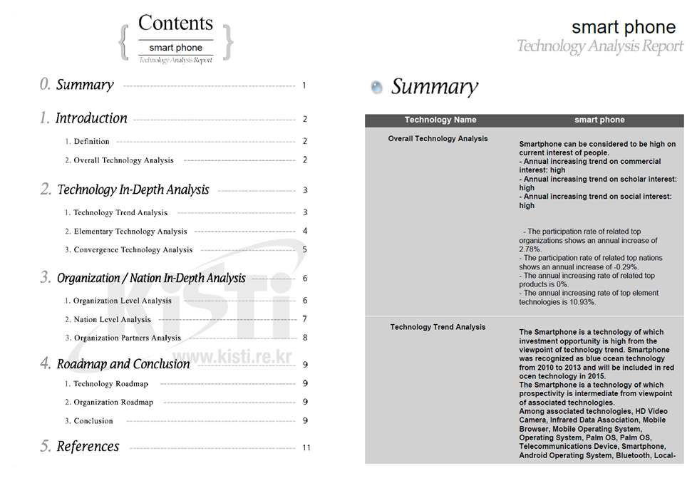 The contents of automatically generated report