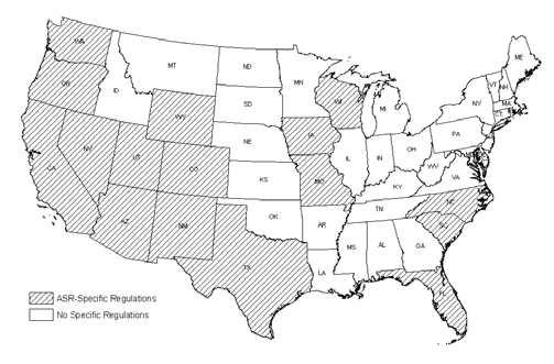 ASR 관련 법령이 제정되어 있는 미국의 16개 주