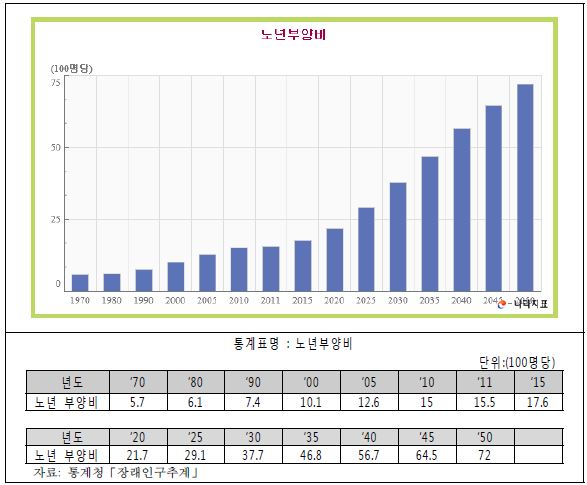 노년 부양비 전망