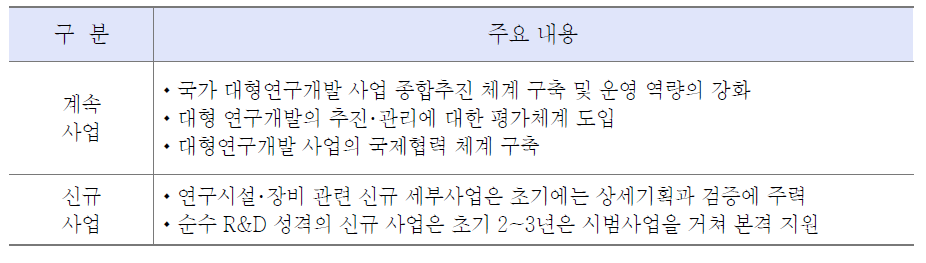 대형연구개발사업의주요 재원관리 방안(요약)