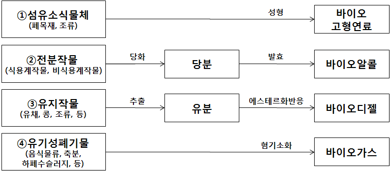 그림 2-1-13. 일반적인 바이오에너지 생산 체계