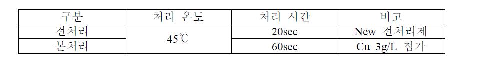 Seed 에칭력 및 변색 발생 비교 평가 조건