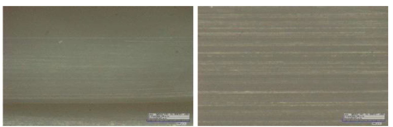 그림 57 개선 전 시료의 영상 현미경 촬영결과(좌 : 50배율, 우 : 300 배율)
