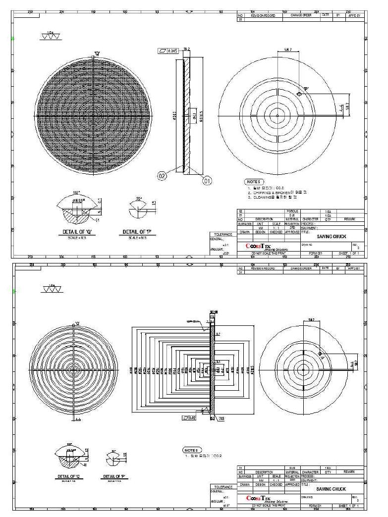 Sawing Porous Chuck 설계도면