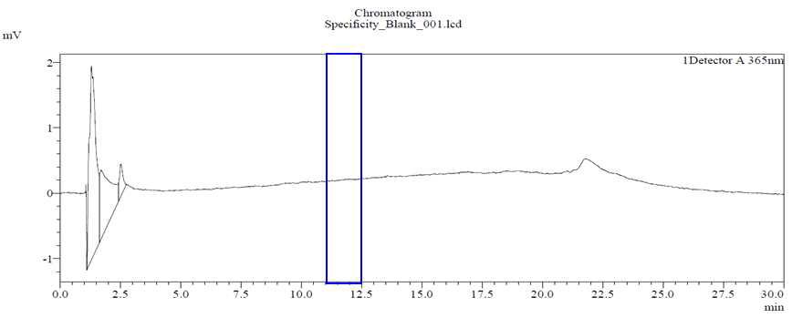 Blank의 HPLC 크로마토그램