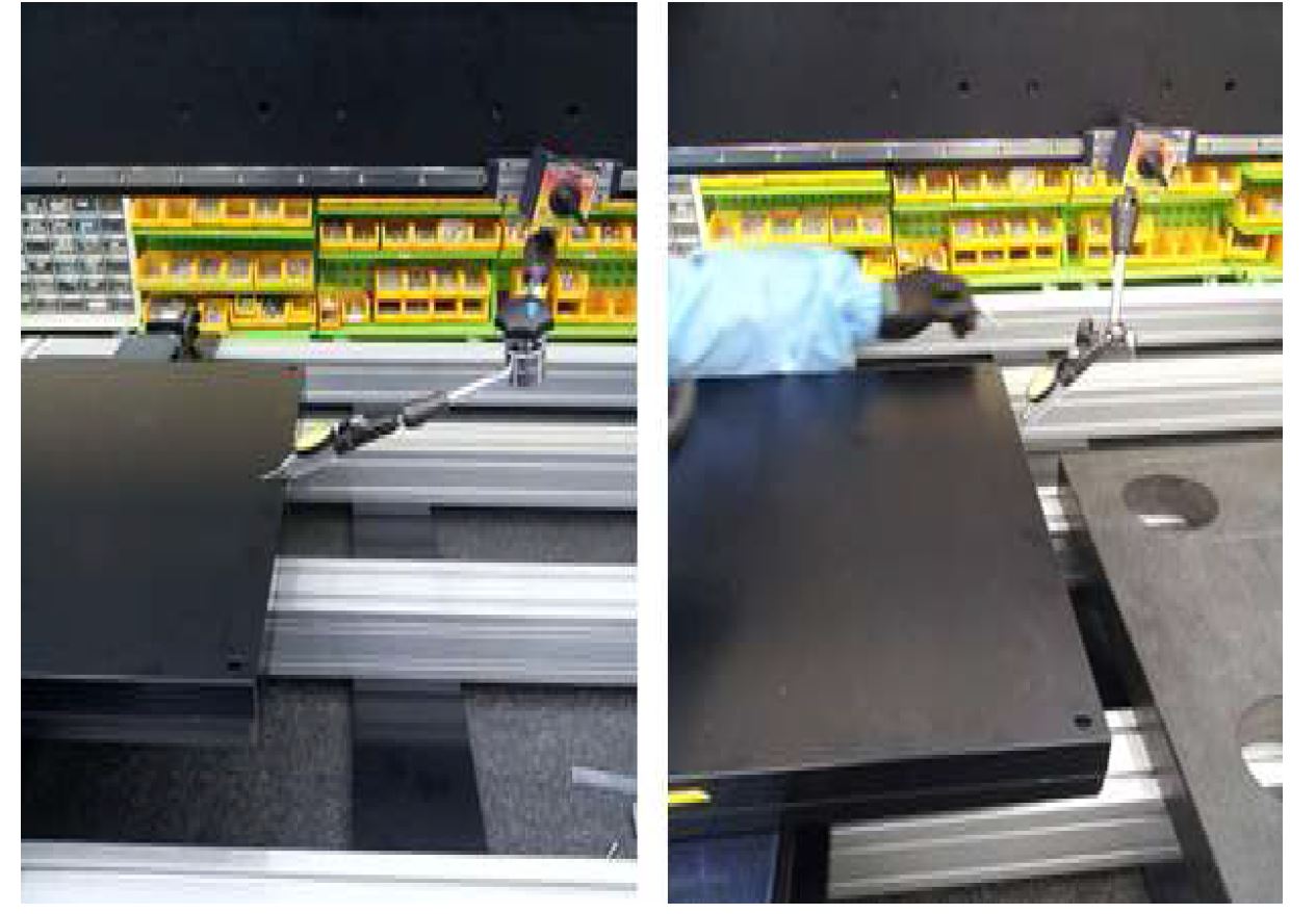 그림 26. Laser Cutting 장비 Table의 평탄도 및 직각도 맞춤 작업
