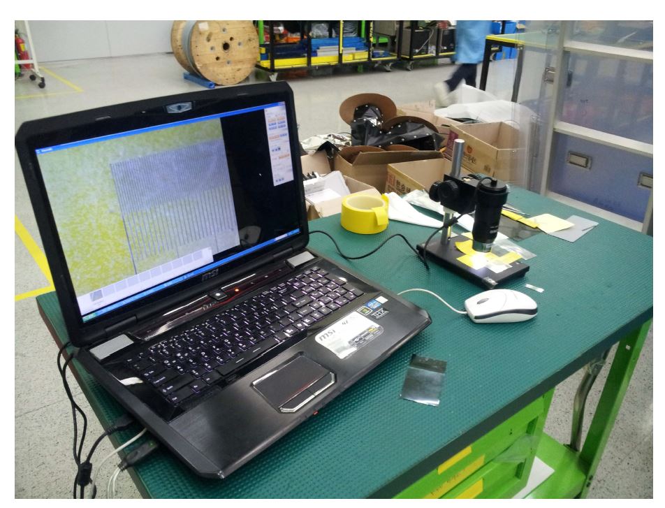 그림 37. 광학 현미경을 이용한 가공된 필름의 커팅 균일도 및 커팅 선폭 측정