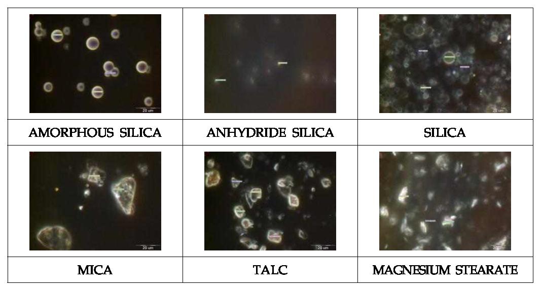 Photograph optical microscopy of powder