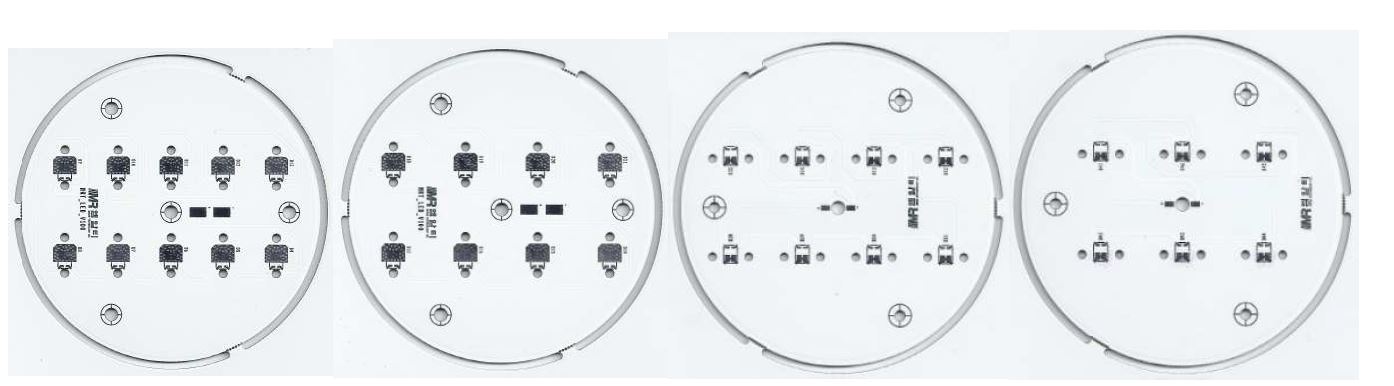 [그림3-13. 제작된 LED램프용 기판 4종]