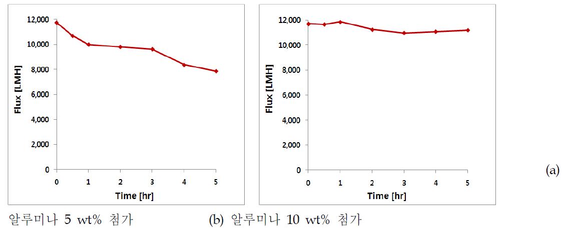 알루미나가 첨가된 SUS 316L 금속중공사막의 통수능력 평가