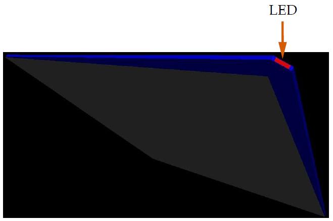 도광판 모서리에 설치된 단일 LED