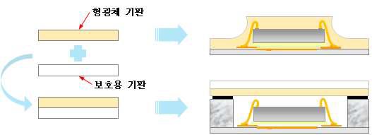 (a) 형광체 기판 적용 방법 (b) 제품 적용 방법