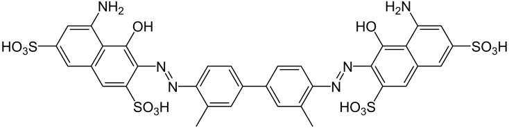 Chemical structure of trypan blue