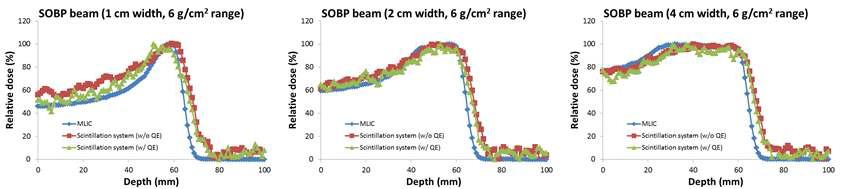 비정이 6 cm인 SOBP 빔에 대한 선량분포