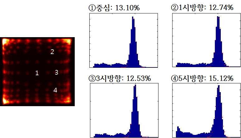 각 섬광결정에서의 에너지분해능