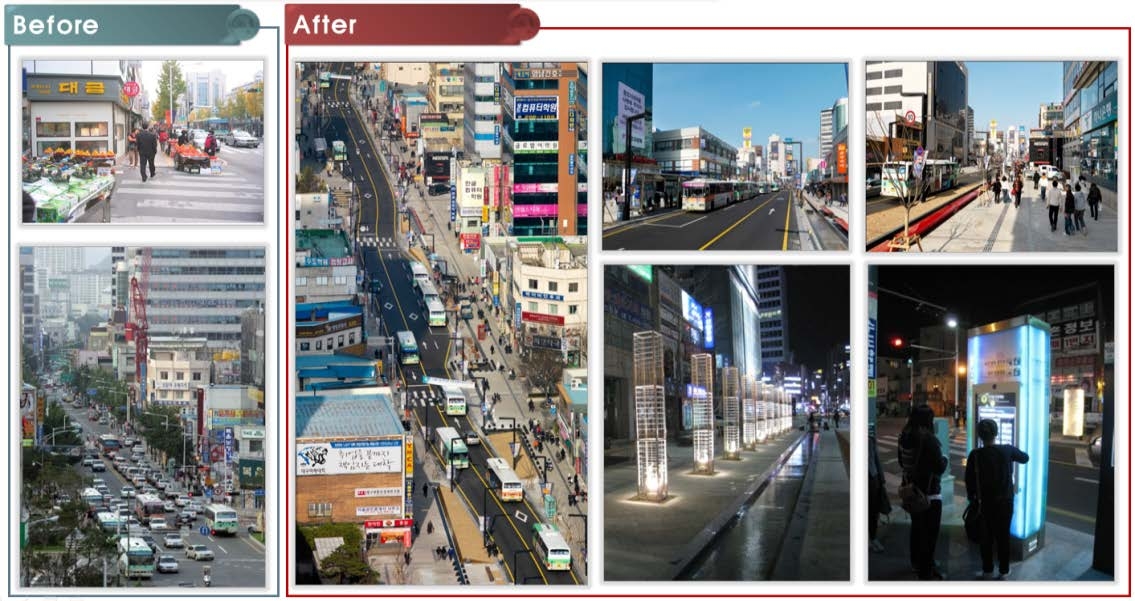 Figure 3-45. Before and after view of Transit Mall in Jungangno