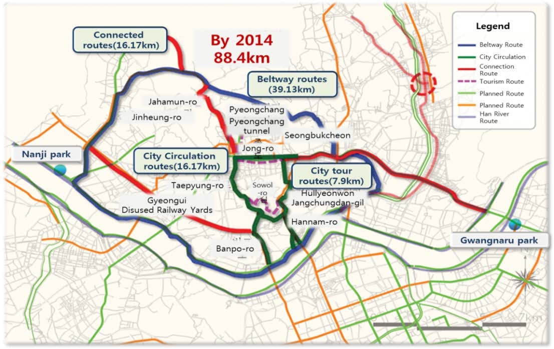 Figure 3-51. Seoul City’s downtown bike circle routes