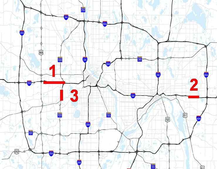 미네소타 주 상시 혼잡구간 개선지점