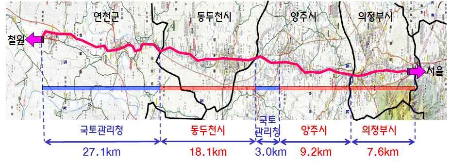 경기도와 국토해양부 관할 일부 도로구간