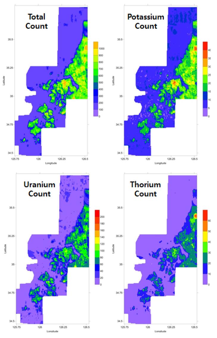 Radiometric count map surveyed in 2012.