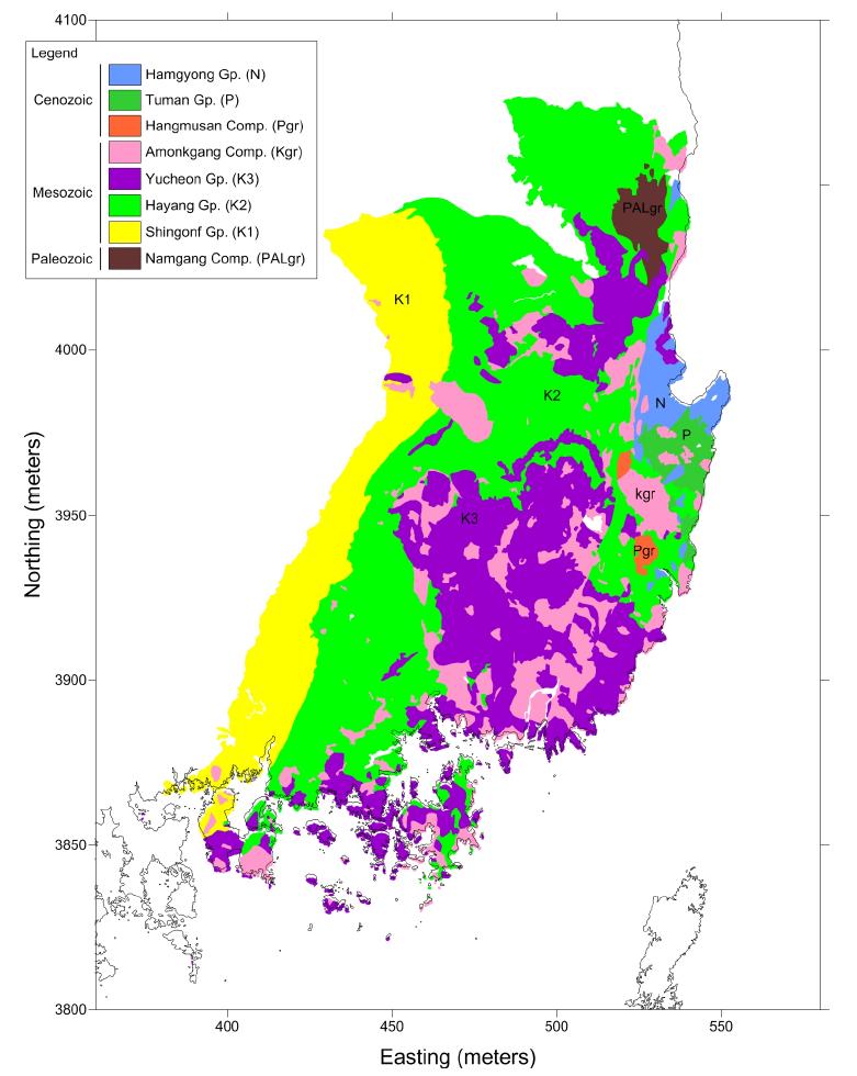 Geology map of Gyeongsang Basin.