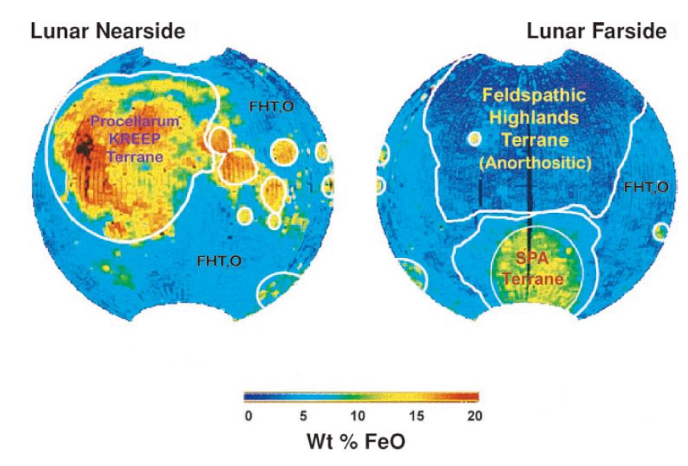 Major lunar crustal terranes. The Procellarum KREEP Terrane (PKT) is on the nearside.