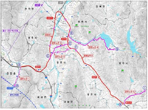 그림 3.5 경주구간 대안노선