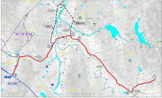 그림 3.11 경주구간 대안-1