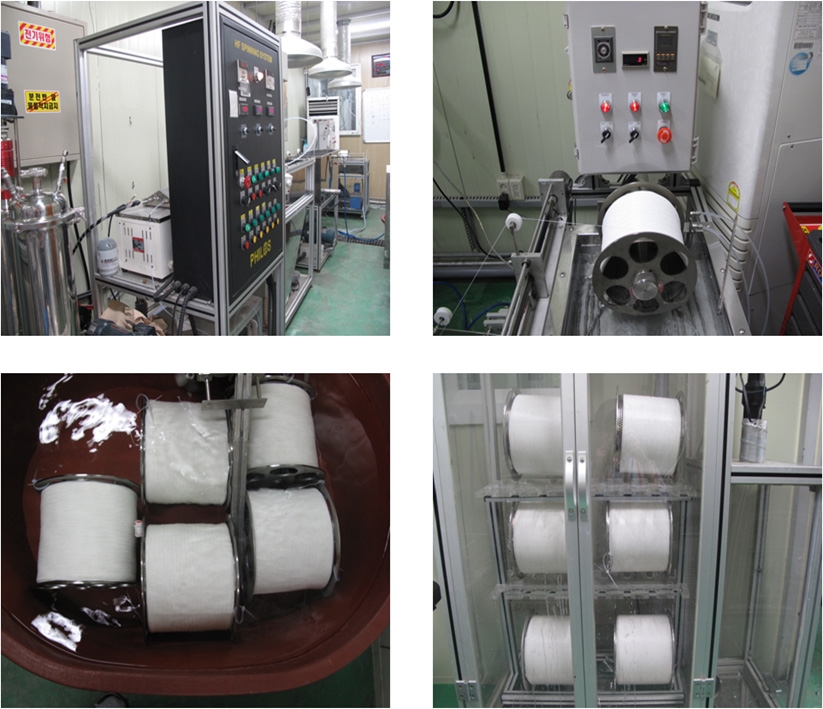 Photographs of the hollow fiber membrane spinning system