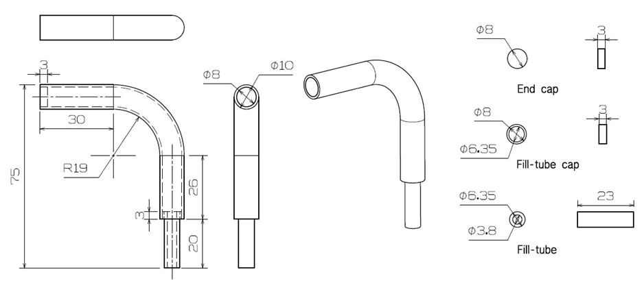 Bent Cylindrical Heat Pipe 상세도면