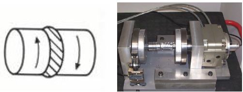 Torsion loading of circular section specimen과 실험 장치