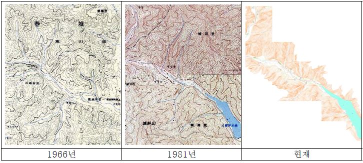 그림 38. 간성천 고지형도 비교
